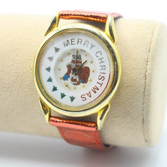 Merry Christmas Accessories - Vintage Merry Christmas Women's Collector Casual Retro Gold Tone Watch 90's